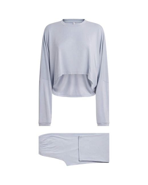 Skims Blue Modal-Blend Henley Pyjama Set