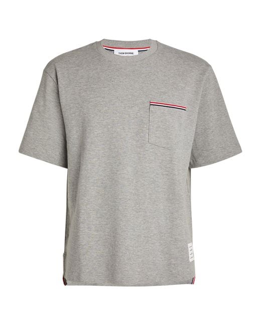 Thom Browne Gray Oversized Tricolour Pocket T-Shirt for men