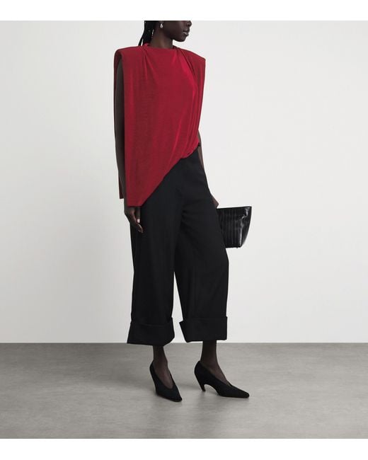 Camilla & Marc Red Draped Asymmetrical Ravine Top