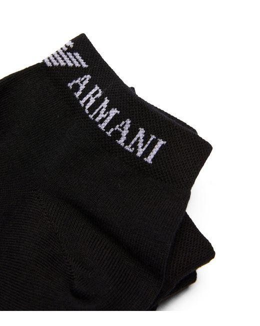 Emporio Armani Black Cotton-blend Logo Trainer Socks (pack Of 3) for men