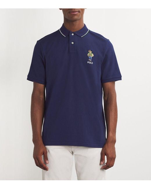 Polo Ralph Lauren Blue Mesh Polo Bear Polo Shirt for men