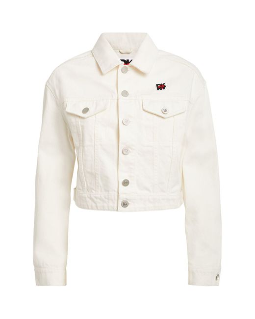 DKNY White Denim Cropped Jacket