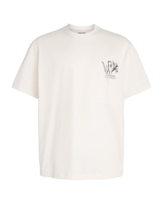 Wooyoungmi White Cotton Flower Logo T-Shirt for men