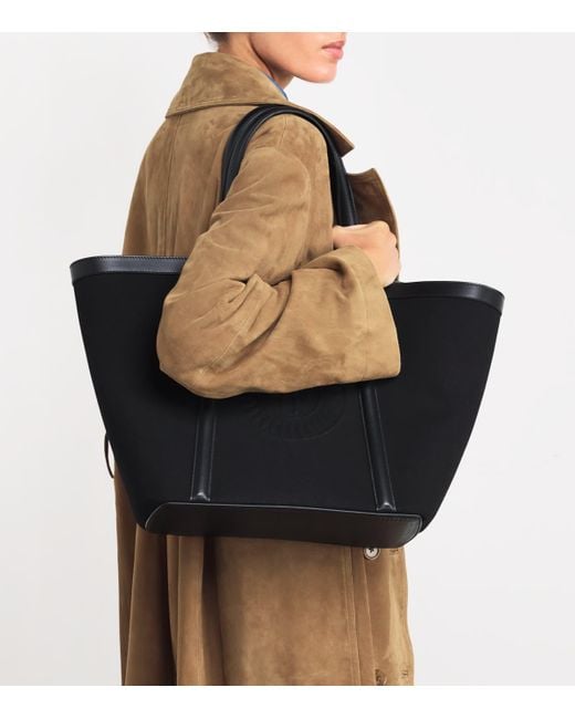 Harrods Black Large Canvas-Leather Embossed Tote Bag