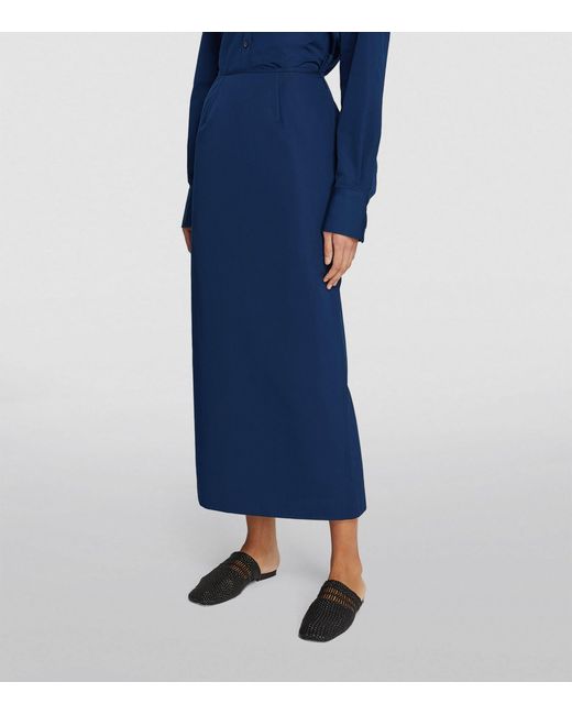 Carven Blue Cotton Maxi Skirt