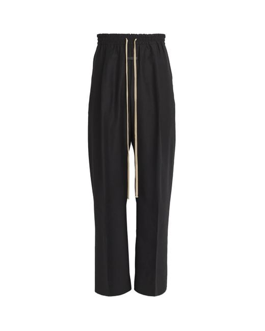 Fear Of God Black Wool-Silk Wide-Leg Trousers for men