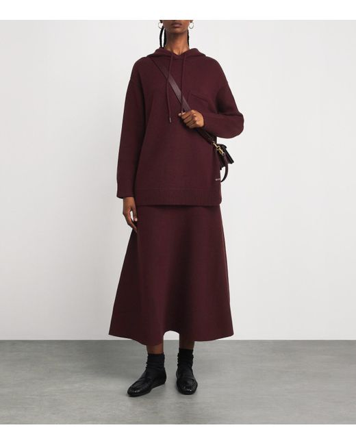 Max Mara Purple Wool-Cashmere Knitted Hoodie