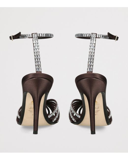 ALEVI Black Satin Penelope Xtal Heeled Sandals 95
