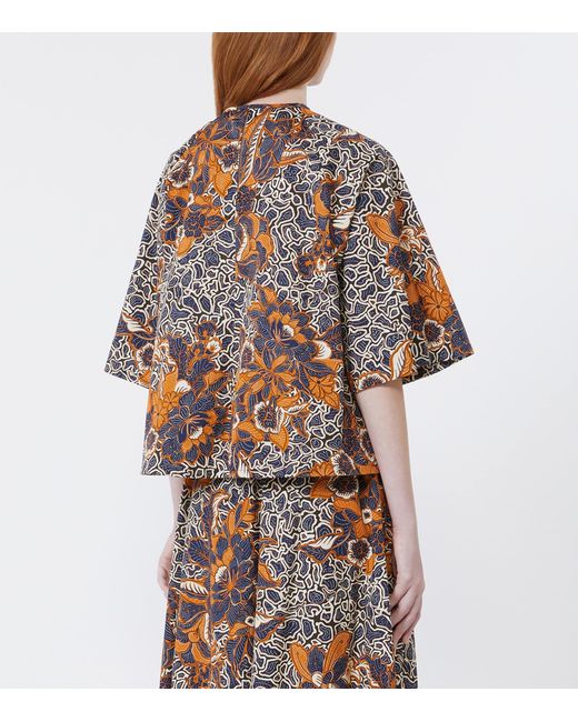 Weekend by Maxmara Blue Cotton Floral Blouse