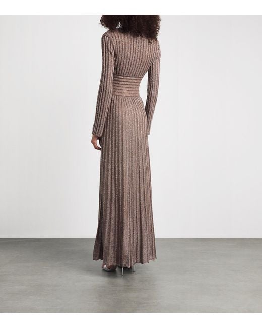 Missoni Brown Long-Sleeve V-Neck Maxi Dress