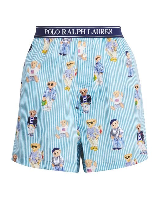 Polo Ralph Lauren Blue Cotton Polo Bear Logo Pyjama Shorts