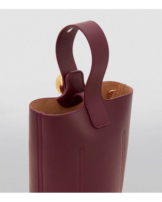 Loewe Purple Mini Leather Pebble Bucket Bag