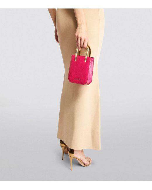 BVLGARI Pink Ostrich Leather Serpentine Cross-body Bag