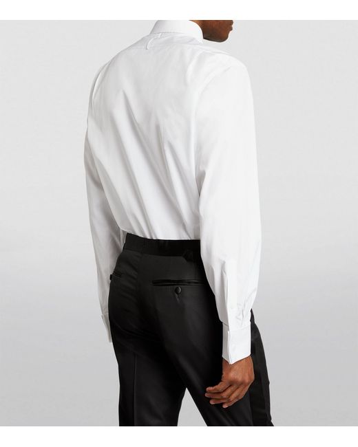 Ralph Lauren Purple Label White Pleated Tuxedo Shirt for men