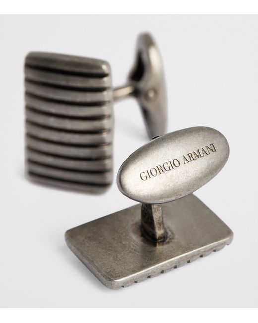 Giorgio Armani White Sterling Stripe-Effect Cufflinks for men