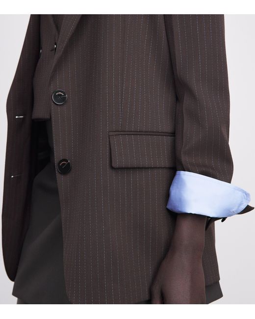 Sandro Brown Striped Single-Breasted Blazer