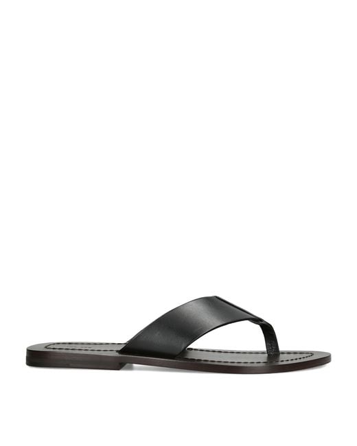 The Row Black Dan Leather Flip Flops for men