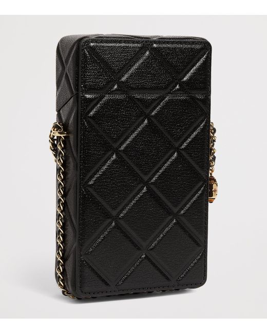 Tory Burch Black Leather Fleming Phone Cross-Body Bag