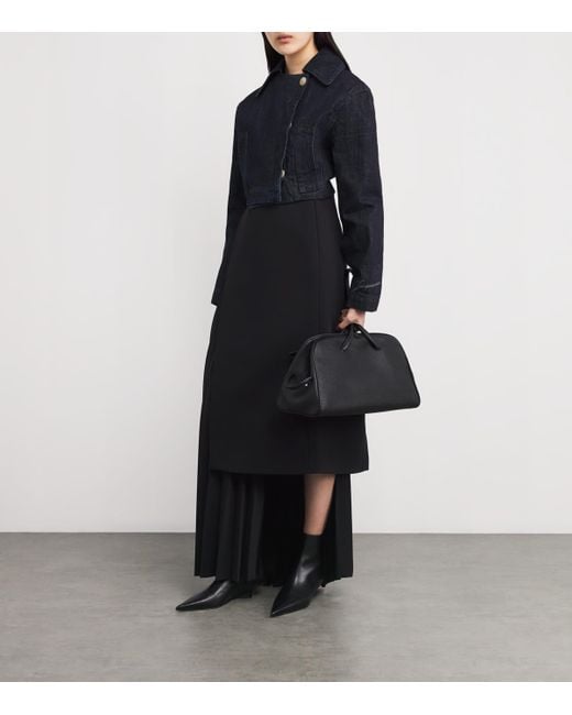 A.W.A.K.E. MODE Black Pleated-Insert Maxi Skirt