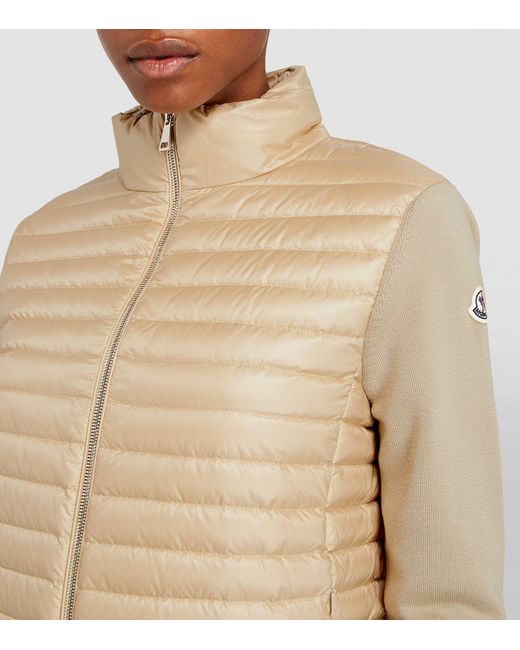Moncler Natural Puffer-detail Zip-up Jacket