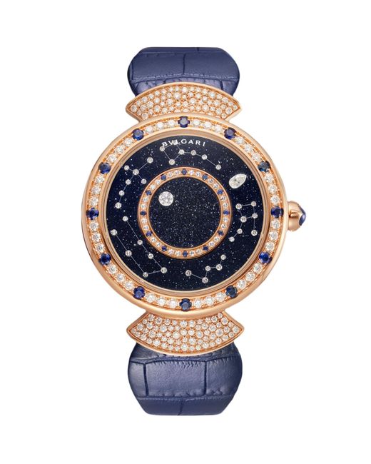 BVLGARI Blue Rose Gold And Diamond Divas' Dream Watch 37mm