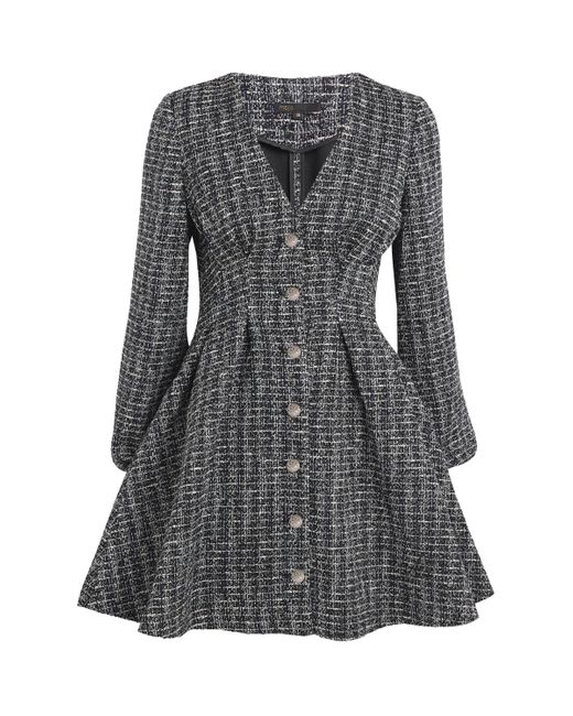 Maje Tweed Pleated Mini Dress in Black | Lyst