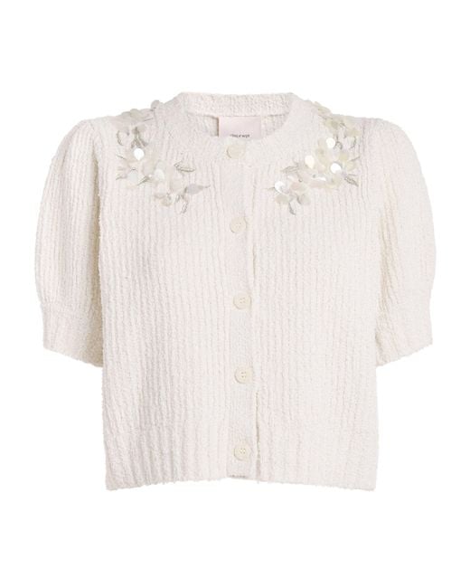 Cinq À Sept White Embellished Cotton-Blend Millicent Cardigan
