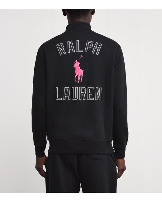 Polo Ralph Lauren Black Cotton Quarter-Zip Sweatshirt for men
