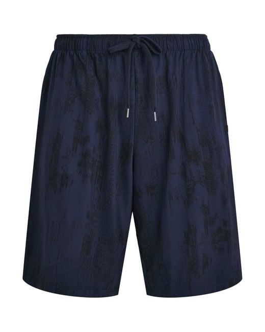 Derek Rose Blue Printed London Lounge Shorts for men
