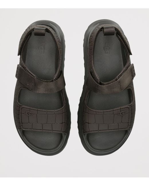 Ugg Black Croc-Embossed Goldenglow Sandals