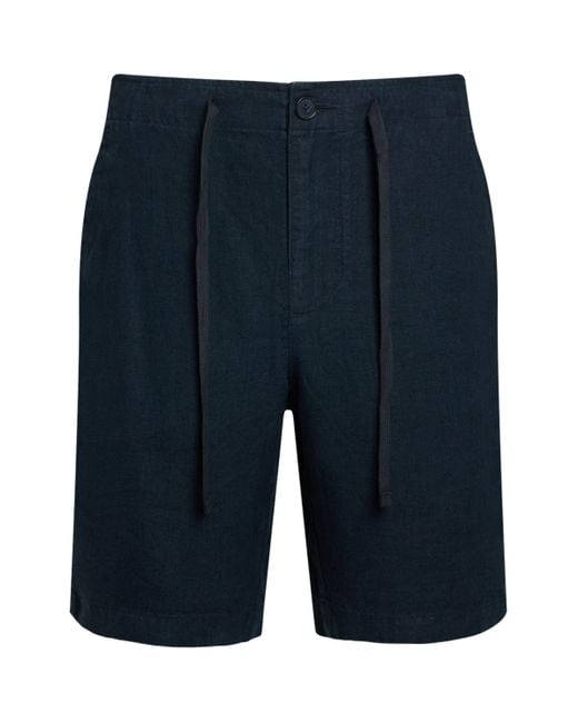 Vince Blue Linen Tie-Waist Shorts for men