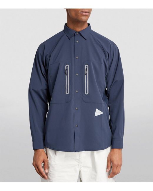 And Wander Blue Technical Zipped Shirt for men