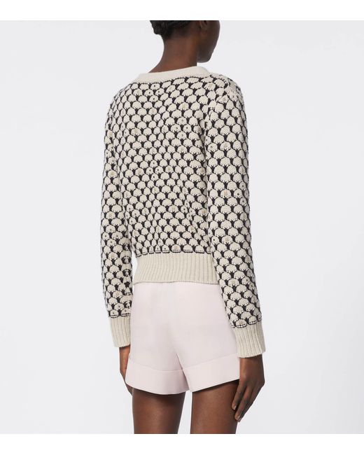 Max Mara Black Wool-Cashmere Jacquard Cardigan