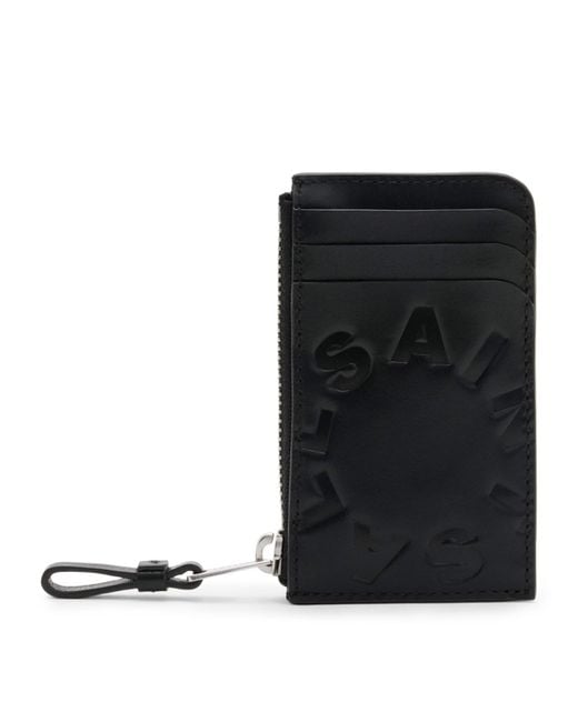 AllSaints Black Leather Tierra Isamu Card Holder for men