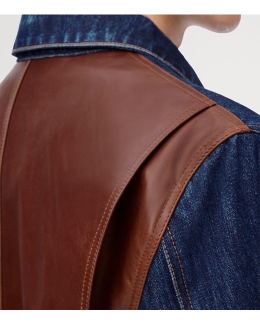 Loewe Blue Leather-Denim Hybrid Jacket for men