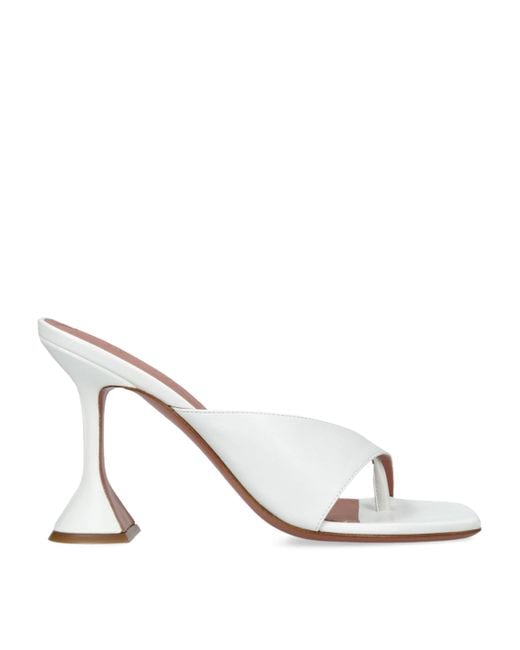 AMINA MUADDI White Leather Shiona Heeled Mules 95