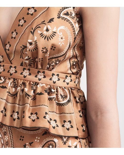 Sandro Brown Bandana Print Maxi Dress