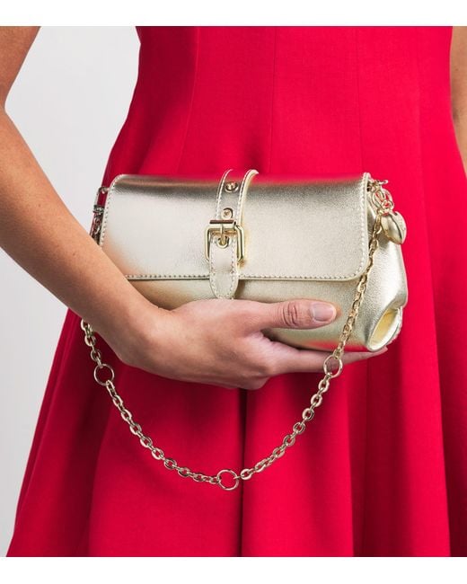 Maje Gray Metallic Leather Miss M Clutch Bag