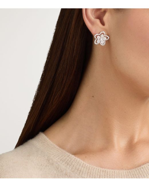 Graff Metallic And Diamond Wild Flower Stud Earrings
