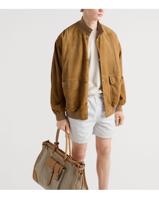Prada White Cotton Twill Swim Shorts for men
