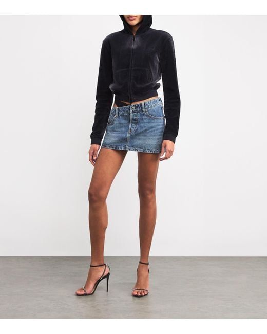 Alexander Wang Blue Denim Asymmetric Thong Mini Skirt