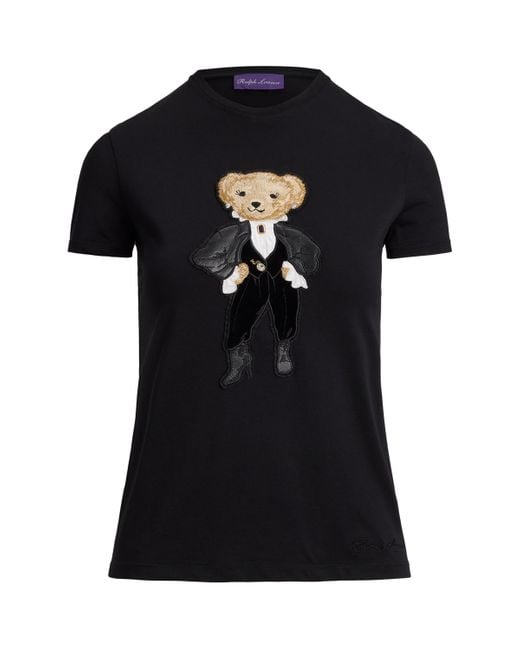 Ralph Lauren Black Cotton Holiday Polo Bear T-Shirt