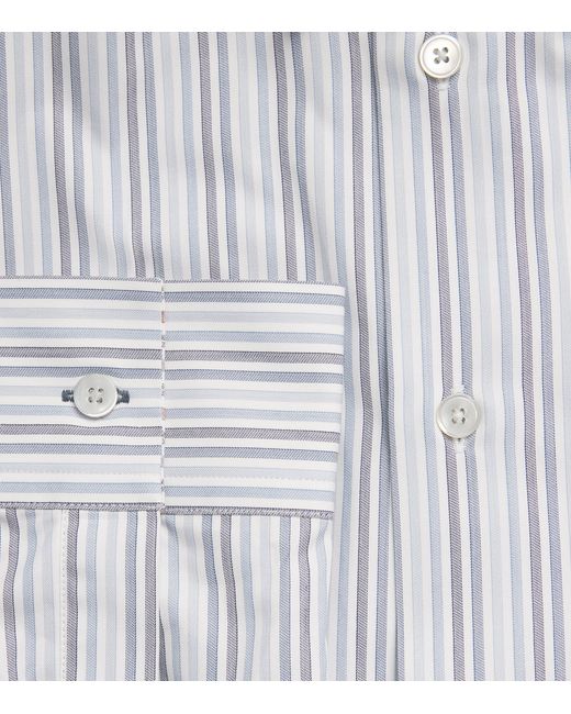 Paul Smith Blue Cotton Stripe Shirt for men
