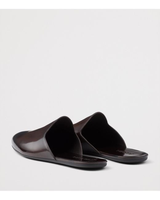 Prada Brown Brushed Leather Mules for men