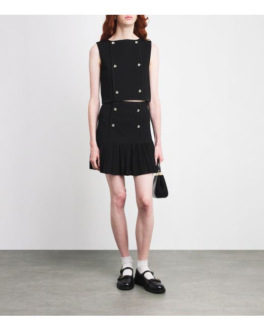 Sandro White Knitted Buttoned Mini Skirt