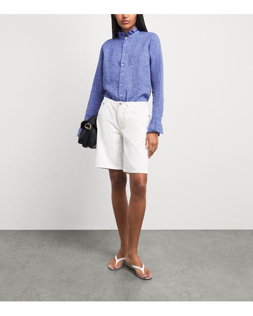 With Nothing Underneath Blue Linen Kew Blouse