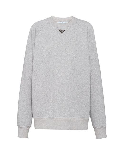 Prada Gray Cotton Logo Sweatshirt