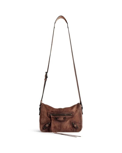 Balenciaga Brown Suede Le City Messenger Bag for men