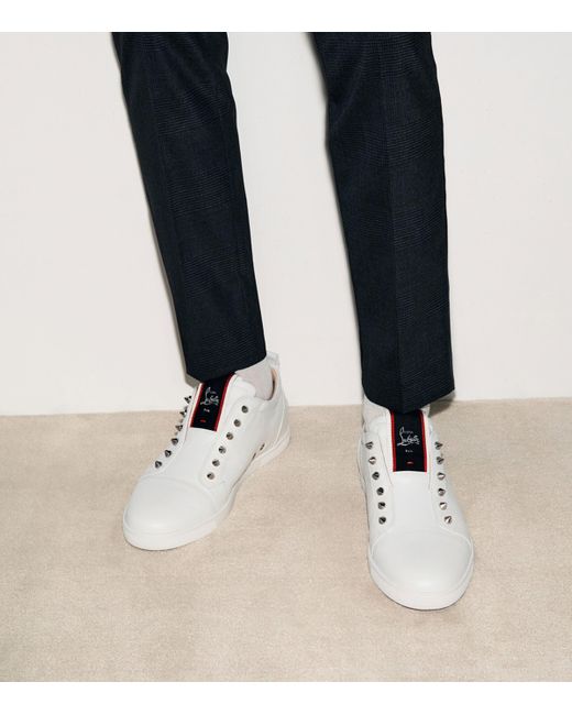 Christian Louboutin White F.A.V Fique A Vontade Calfskin Sneakers for men
