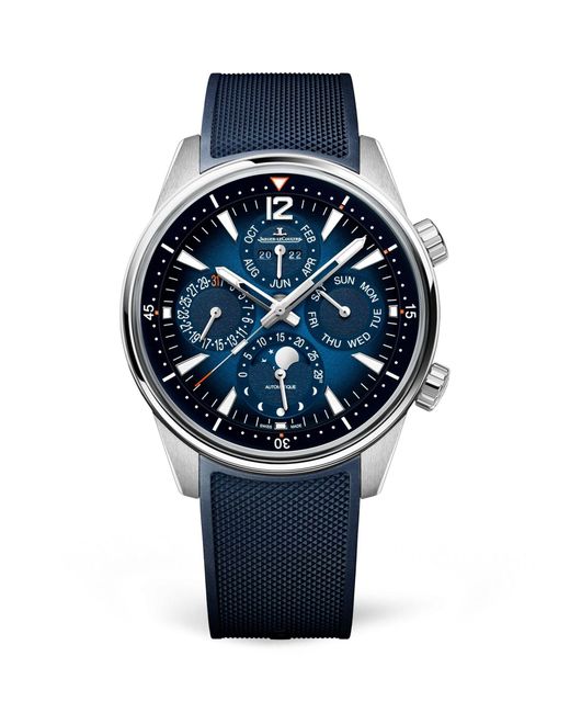 Jaeger-lecoultre Blue Stainless Steel Polaris Perpetual Calendar Watch 42mm for men